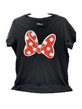 Disney Minnie Mouse Red White Polka Dots Bow Womens Plus Size T-Shirt Size 0 GUC